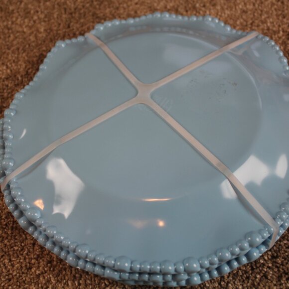 Soho Loft Dinner Plates Blue Shimmer Pearl Edge Set of 4 Melamine 10.75" NWT - Picture 6 of 6